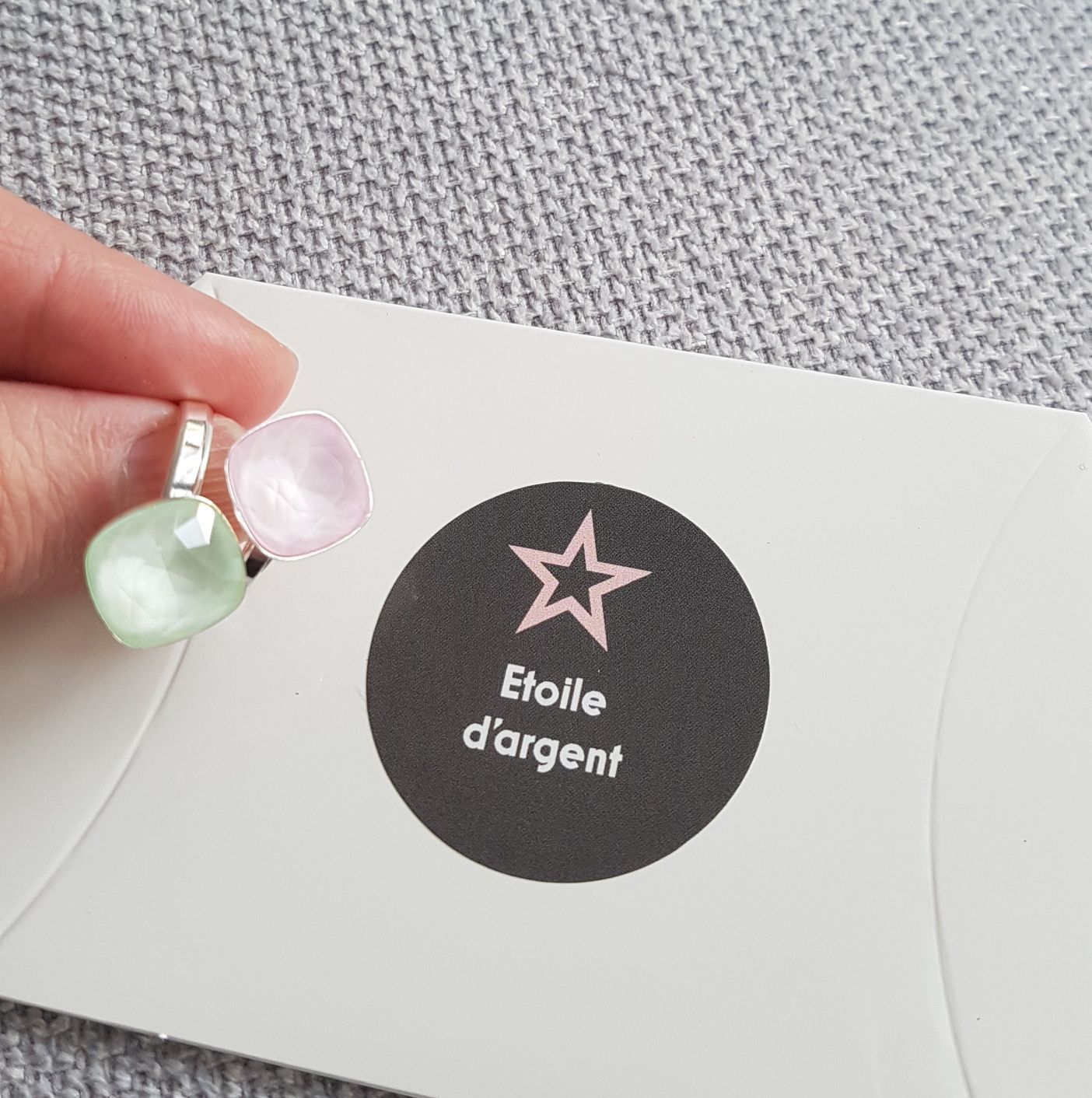 Bague argent 925 double cabochon