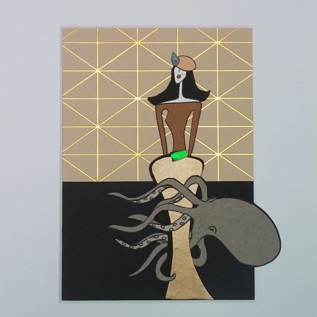 Tableau femme à la pieuvre