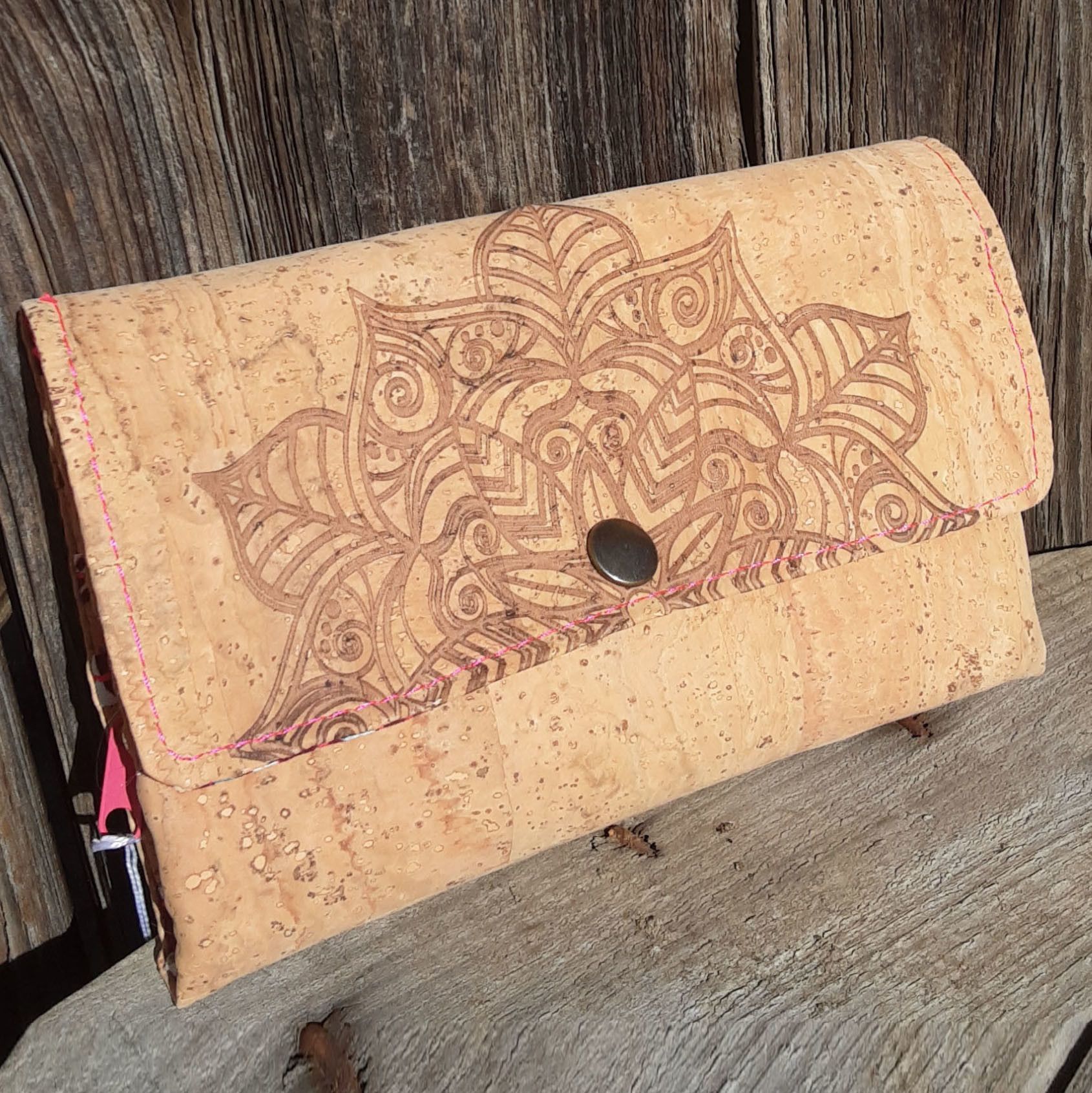 Compagnon / porte-feuille en liège et wax