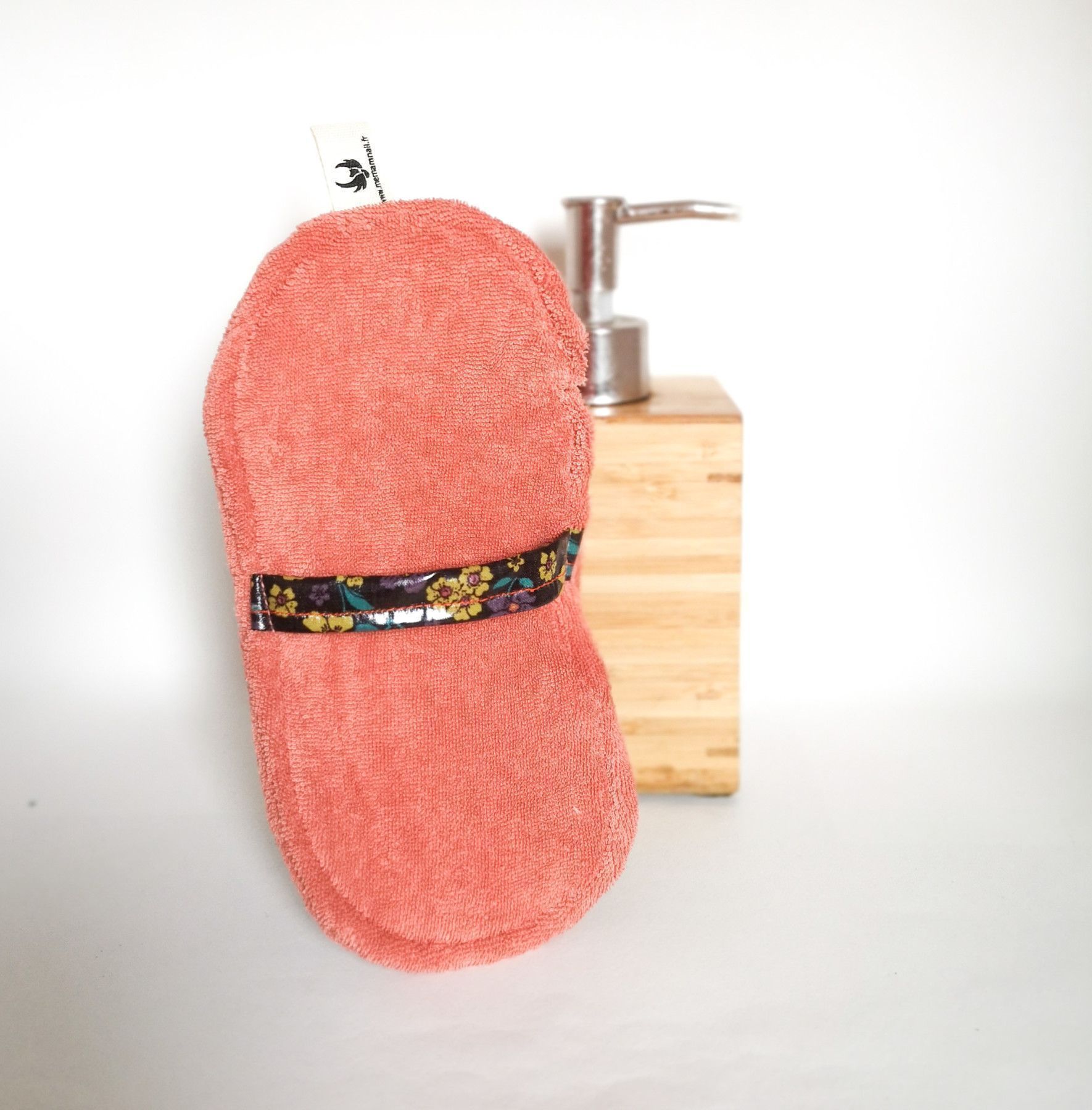 Éponge lavable colorée en coton bio