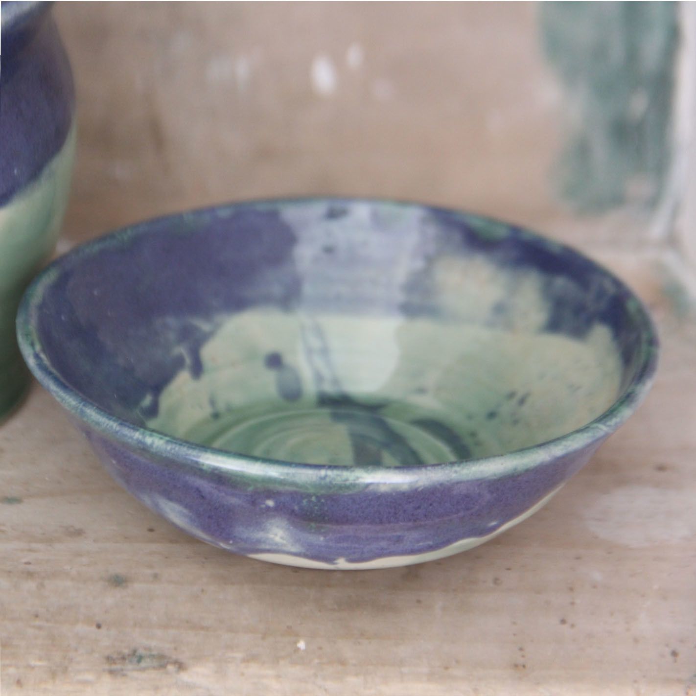 Bol plat tourné collection verte/violette