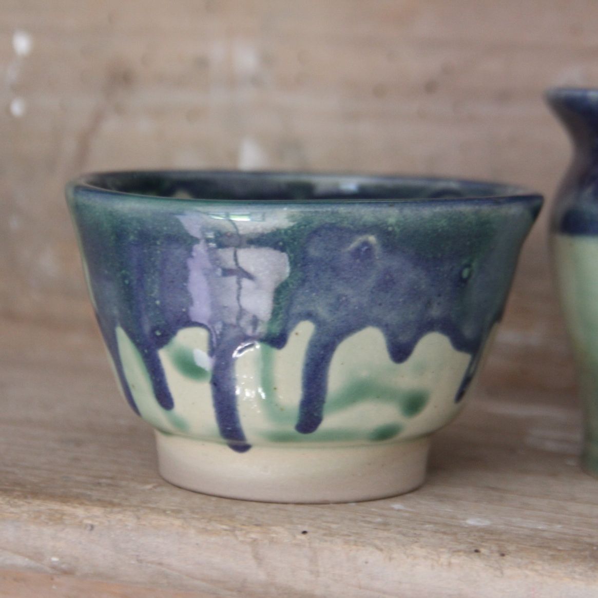 Petit bol tourné collection verte/violette