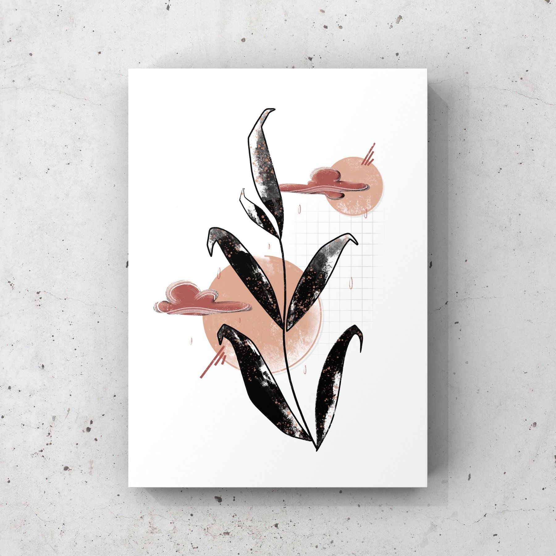 ILLUSTRATION A5 - Air de Printemps ILLUSTRATION A4 - Affiche / Poster - Soleil, nuages, pluie, feuil