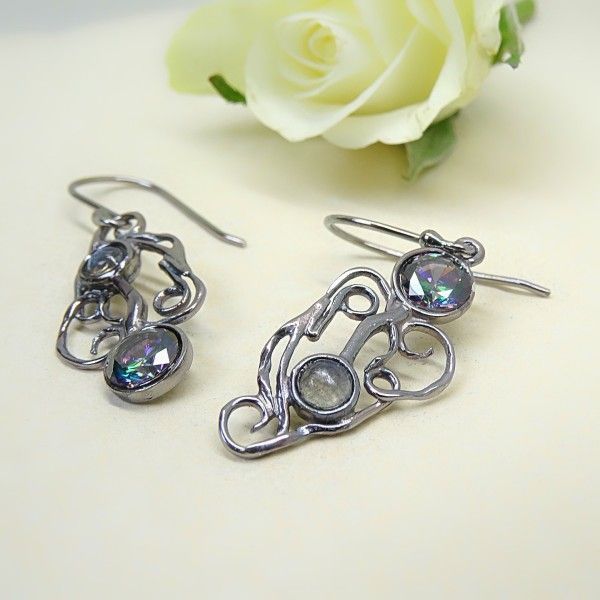 Boucles d'oreilles Poire Kaki - argent