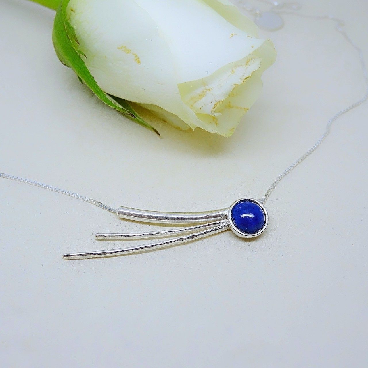 Pendentif argent brillant - Pierre Lapis Lazuli