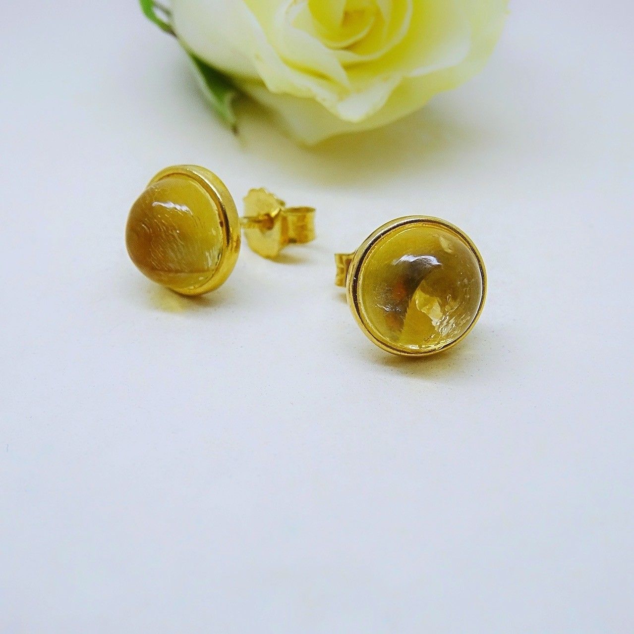 Boucles d'oreilles en argent plaqué or - pierres de citrine