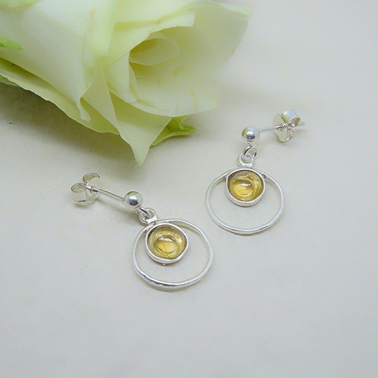 Boucles d'oreilles argent - pierres citrines