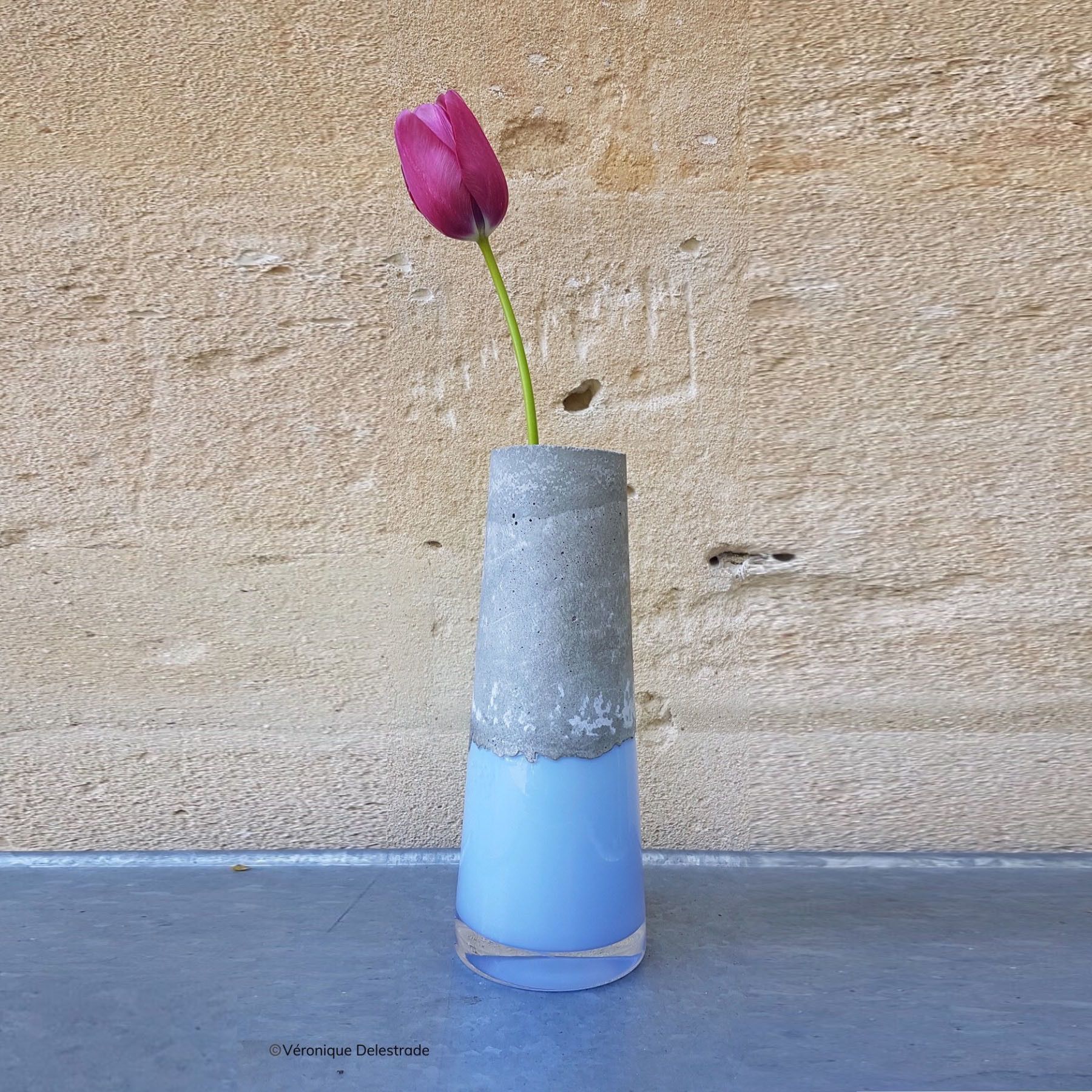 Soliflore verre béton