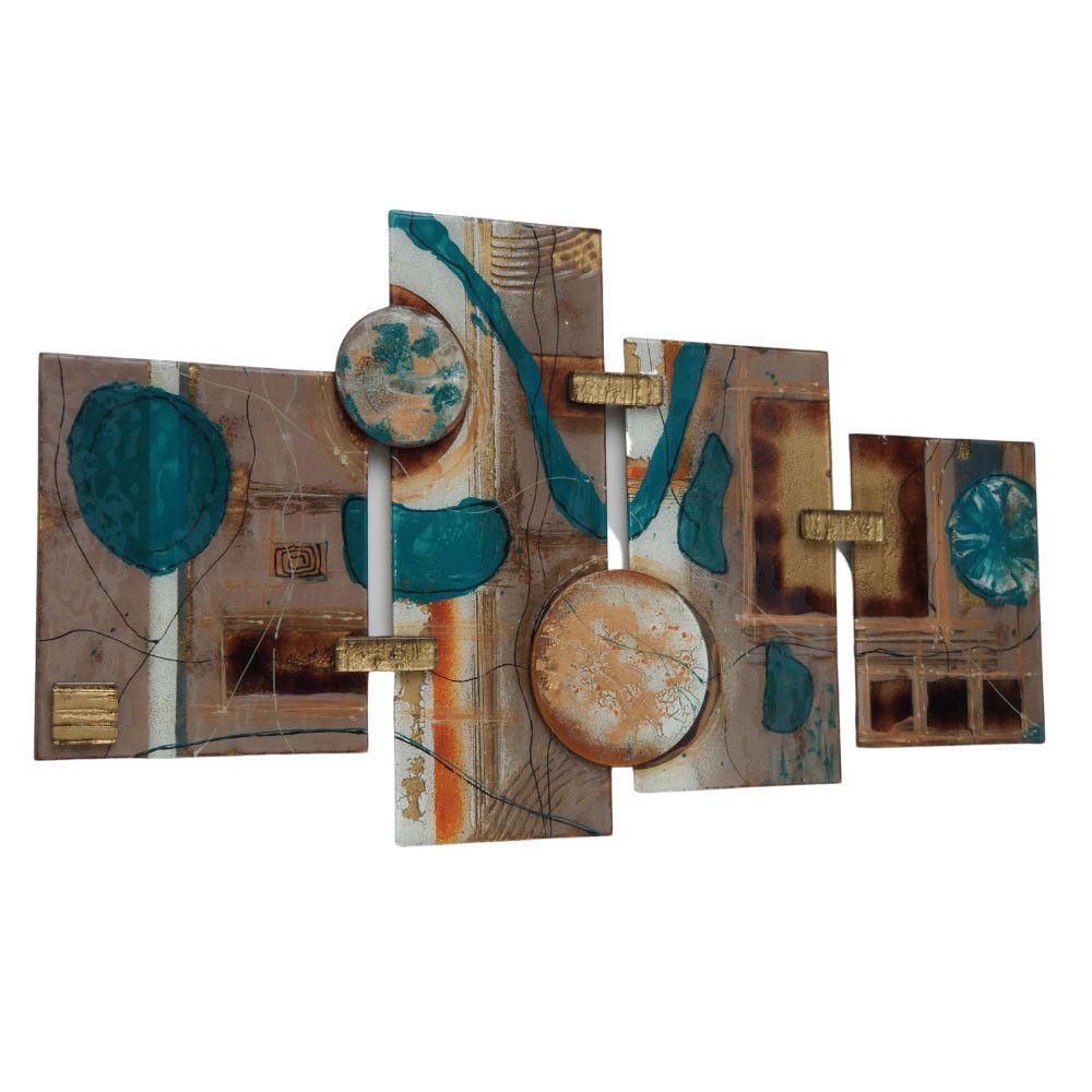 Quadriptyque design or, bleu, taupe