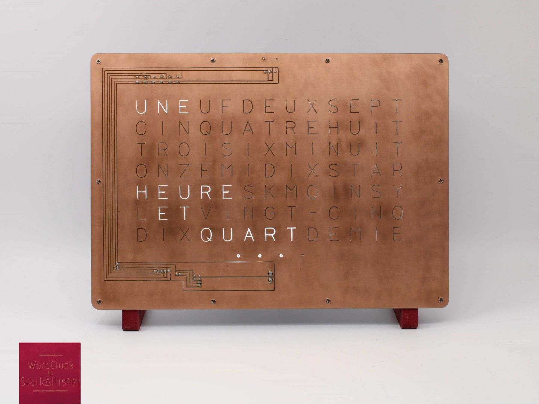 horloge wordclock by starkallister - français - rouge cerise