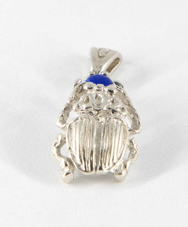 Pendentif scarabée lapis-lazuli argent massif
