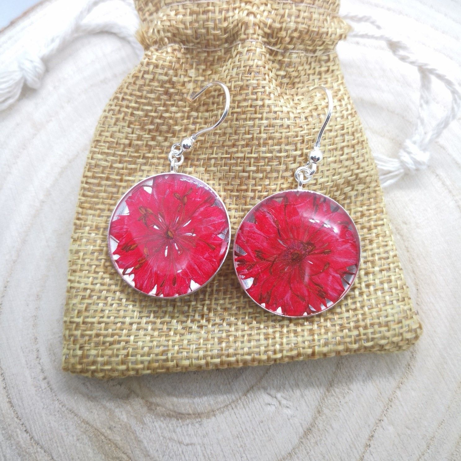 Boucles d'oreilles fleur de Nigelle Coralie