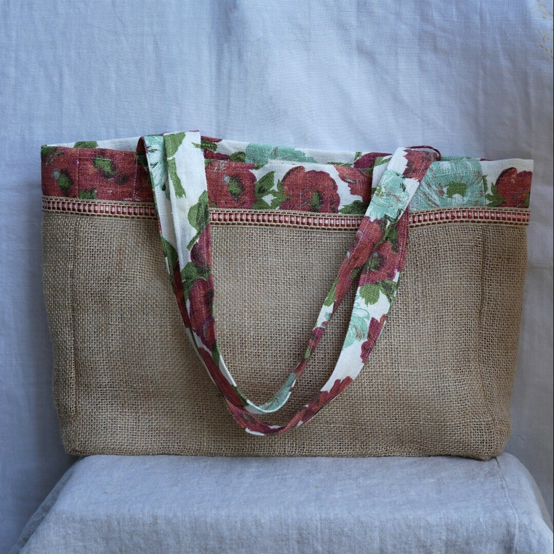 Sac cabas en toile de jute - Fait main - Maison Colette