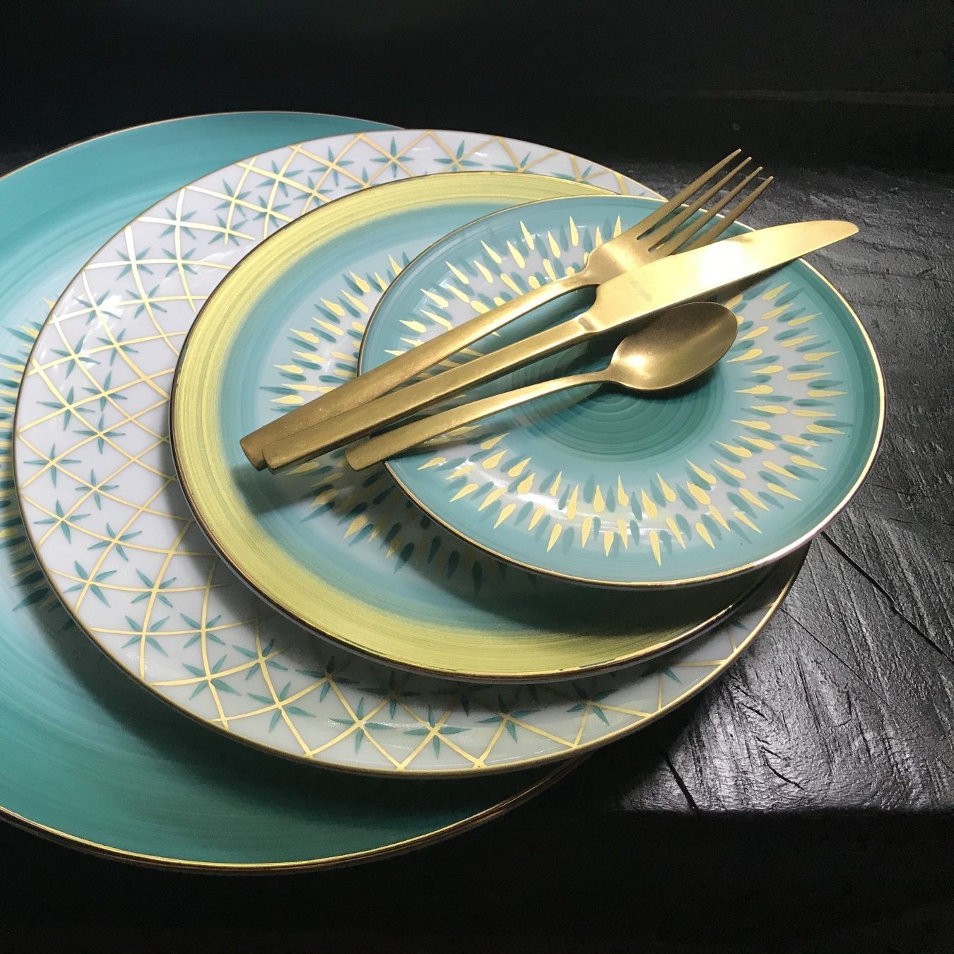 Ensemble de quatre assiettes à dessert Zeste