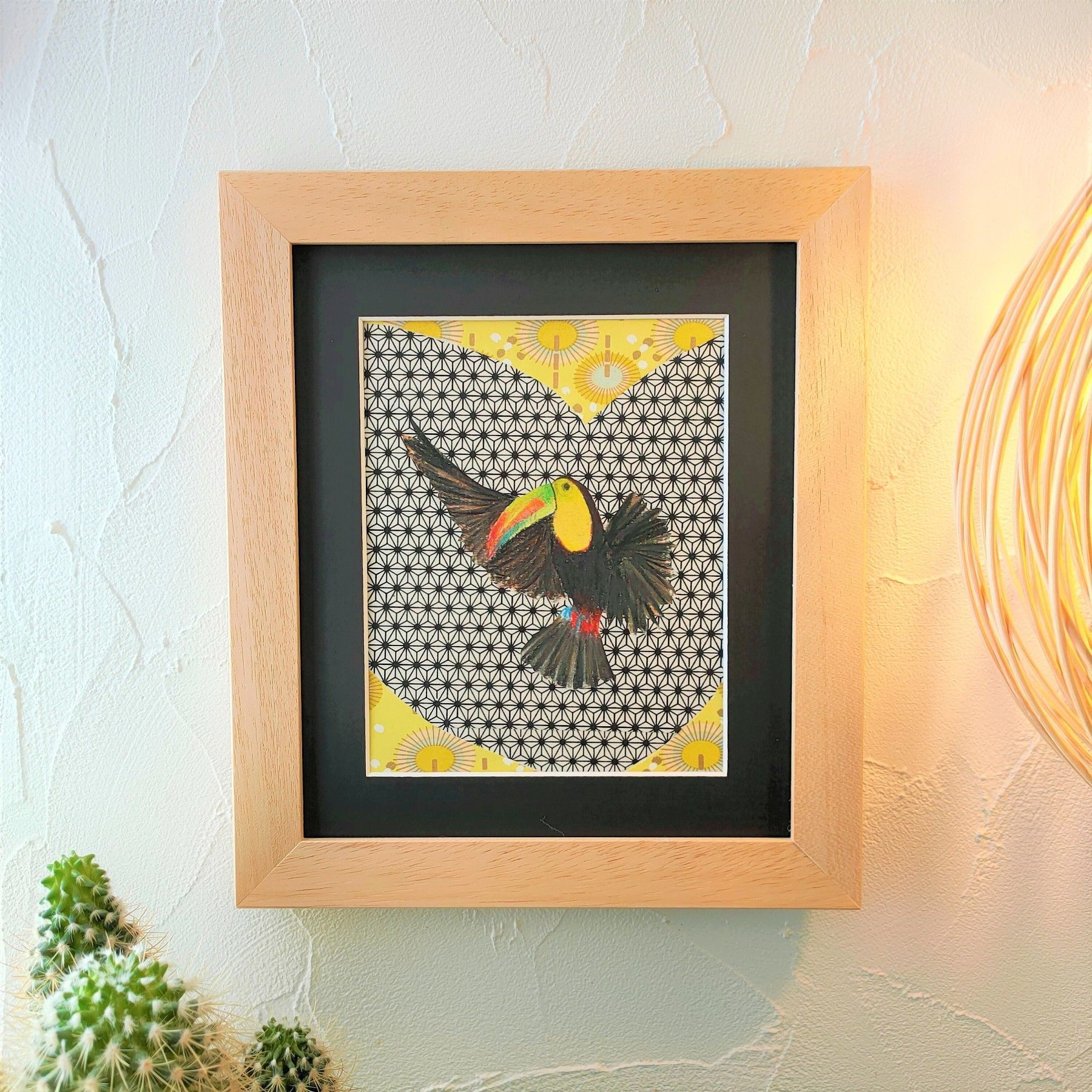 Toucan amoureux - dessin encadré