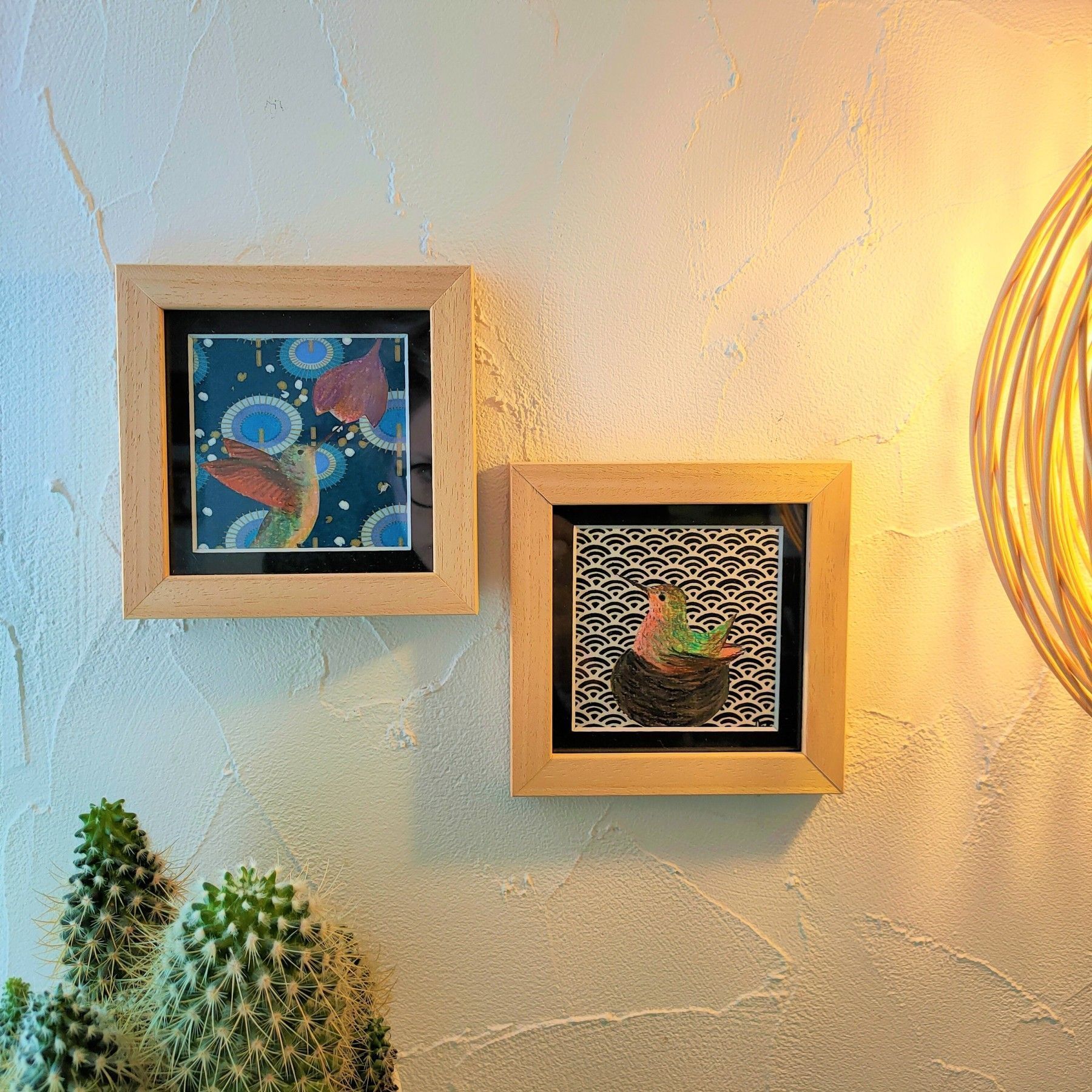 Duo de colibris - dessins encadrés