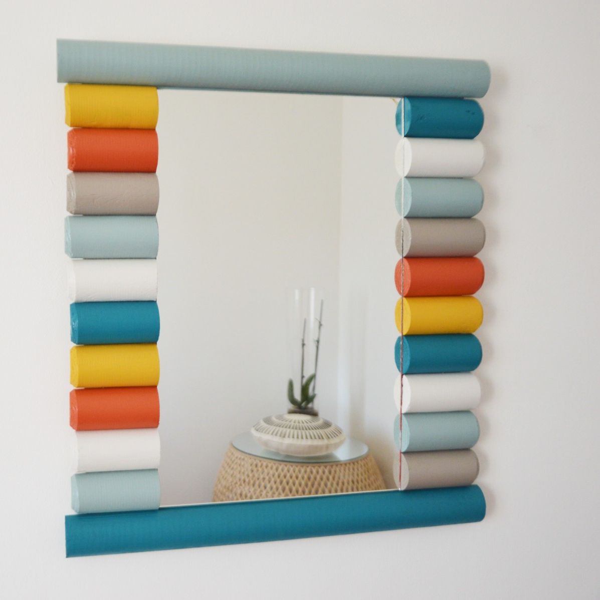 Miroir rectangulaire en bois bleu