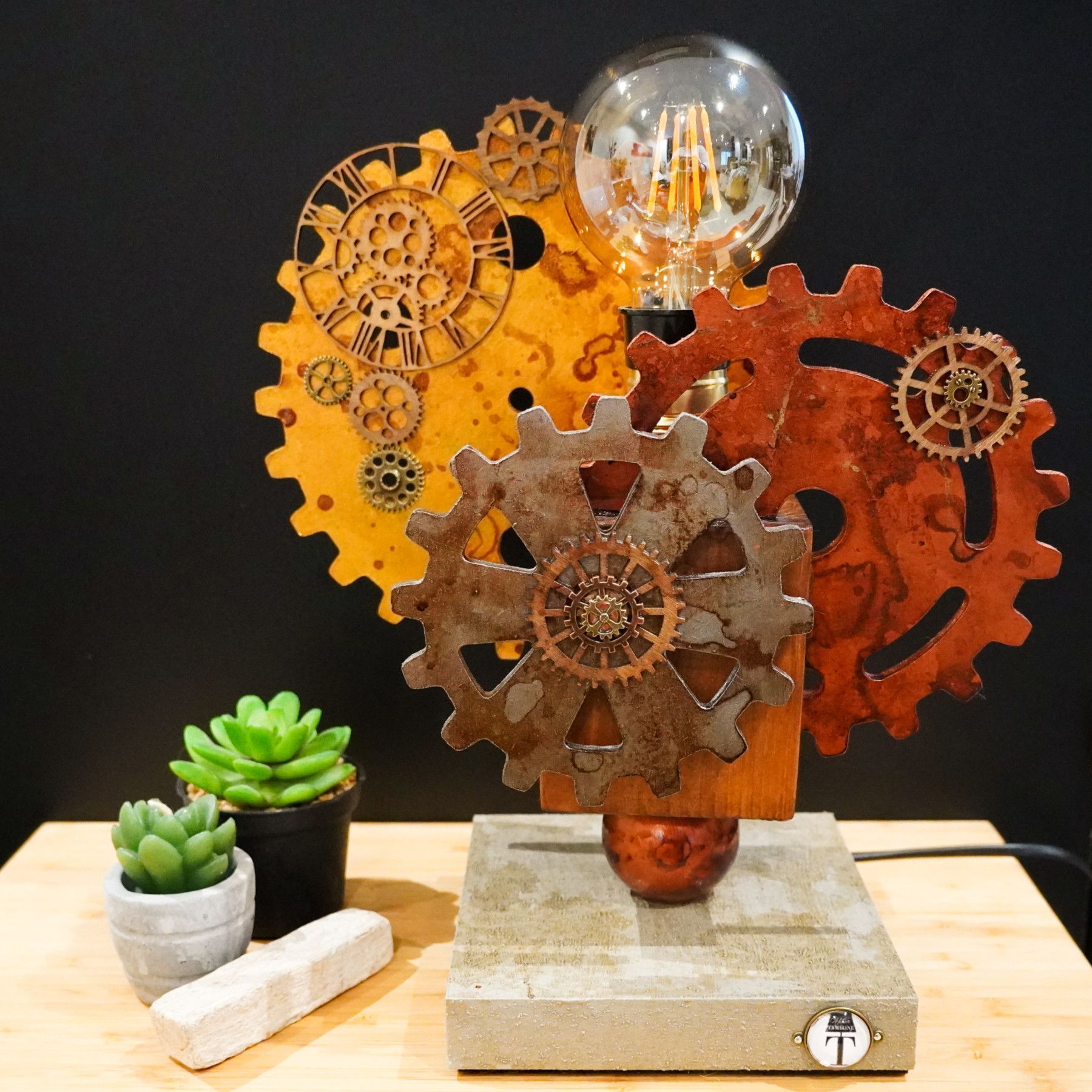 Lampe Steampunk Factory Or et Cuivre