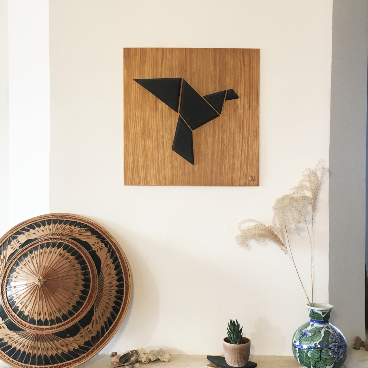 Tableau en bois Oiseau origami Envol
