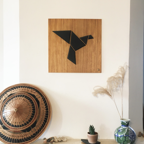 Support Bois Oiseau Stylisé à Décorer en Mosaïque