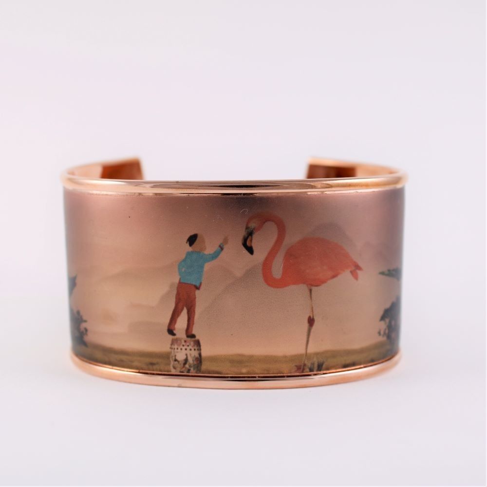 Bracelet manchette L'enfant et le flamant rose