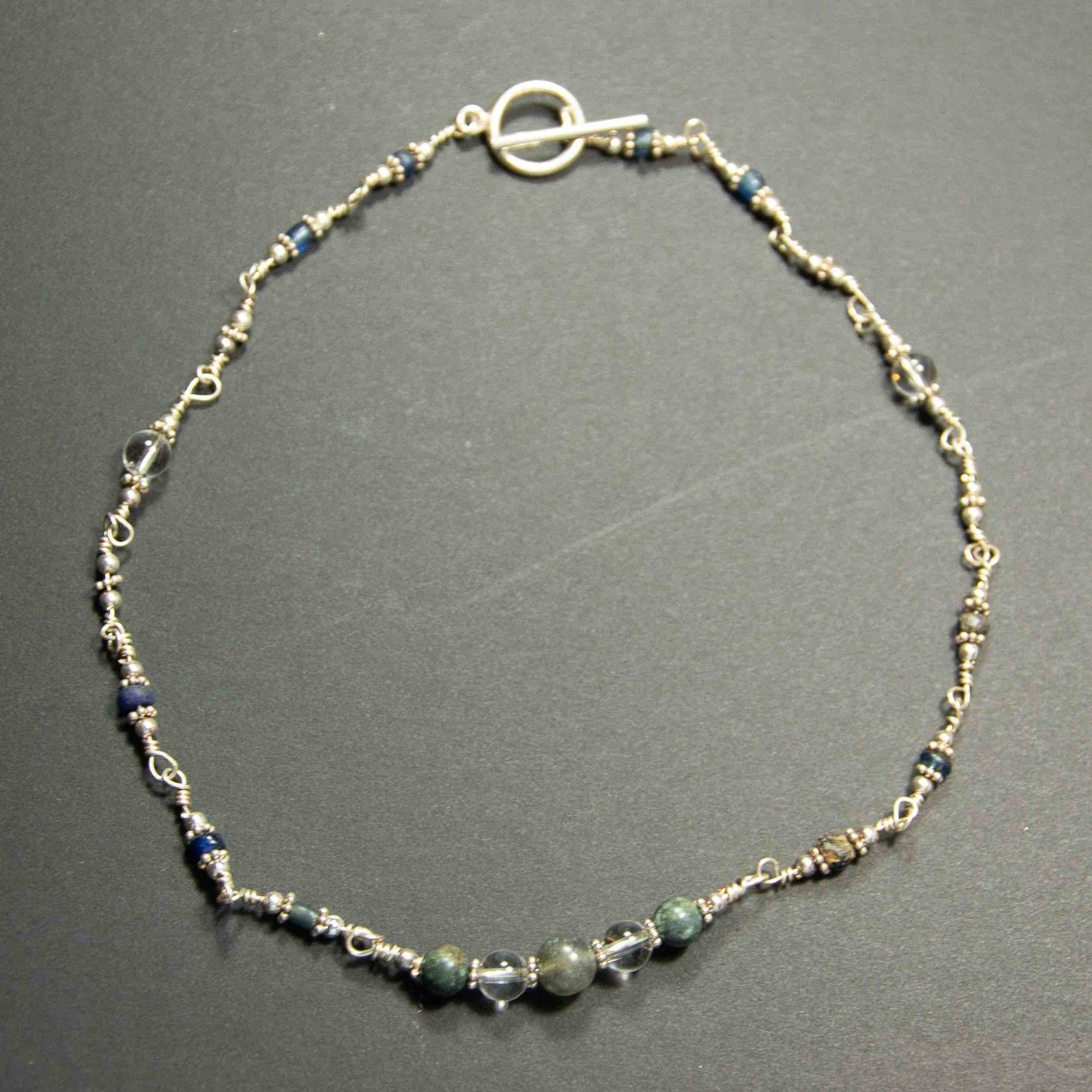 Collier argent 925 avec perles en verre très anciennes (romaines)