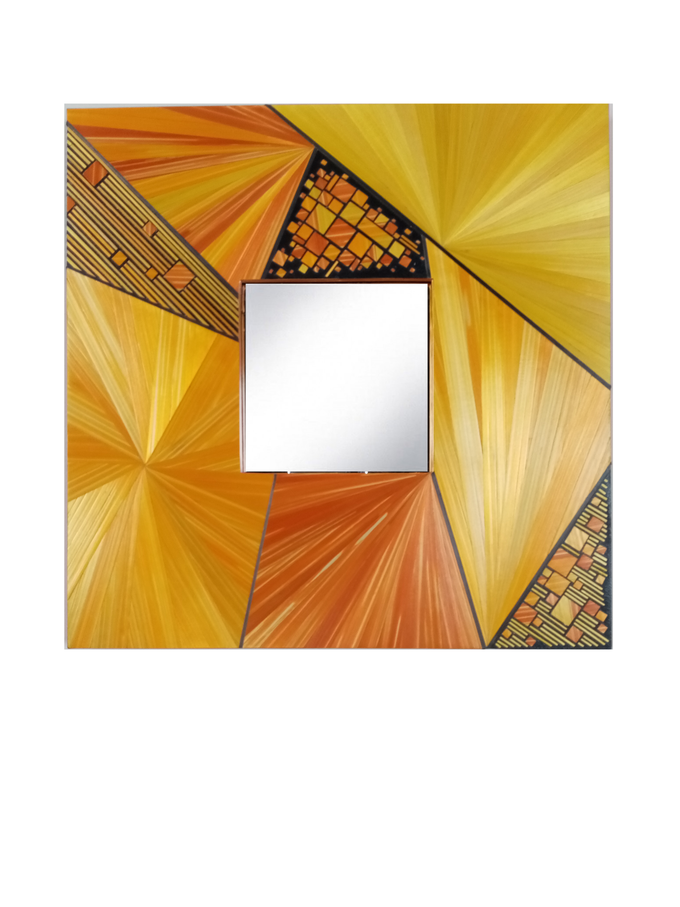 Miroir en marqueterie de paille