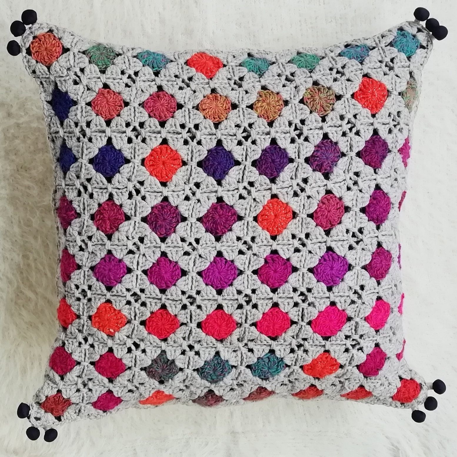 Housse de coussin crochet