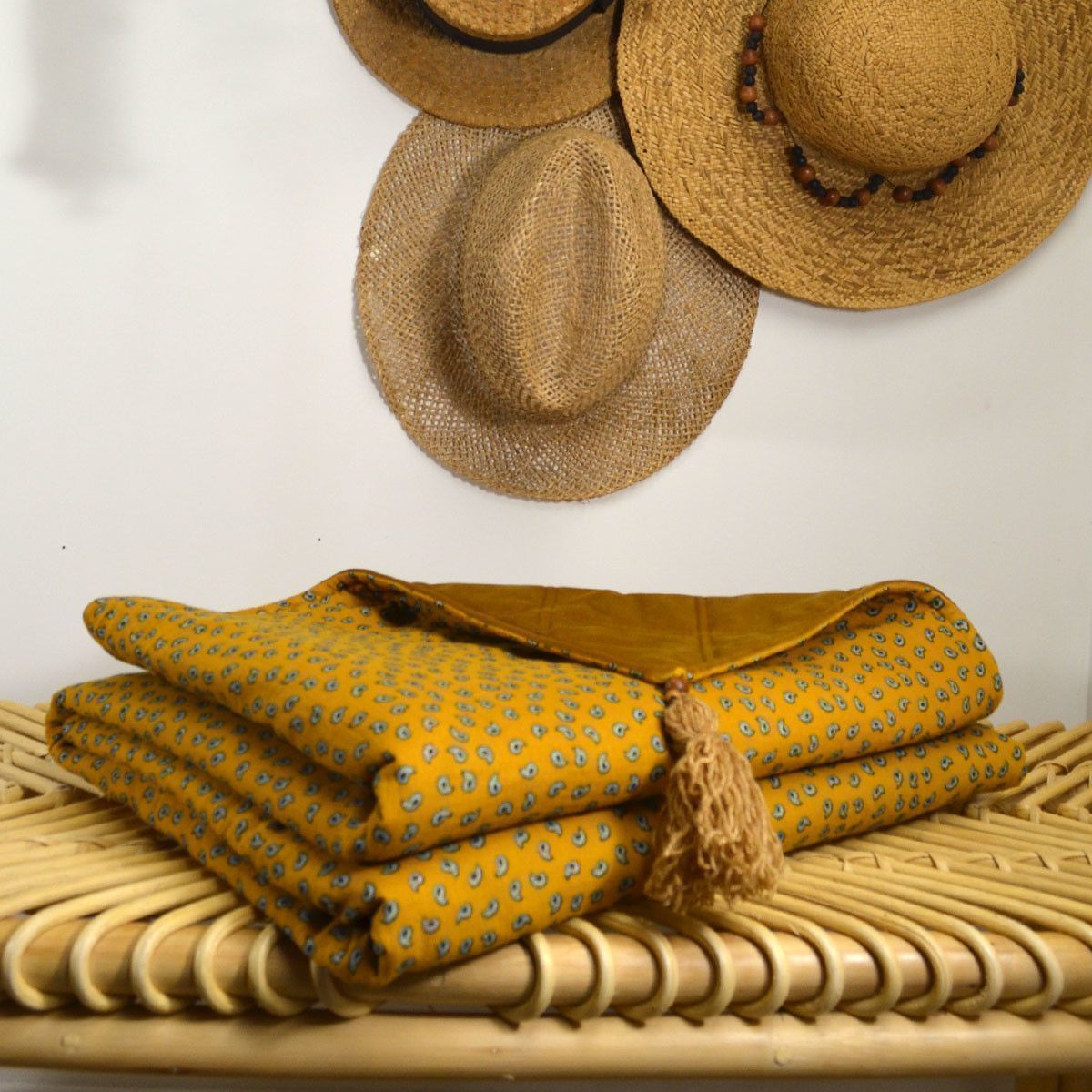 Couverture réversible en velours et gaze de coton