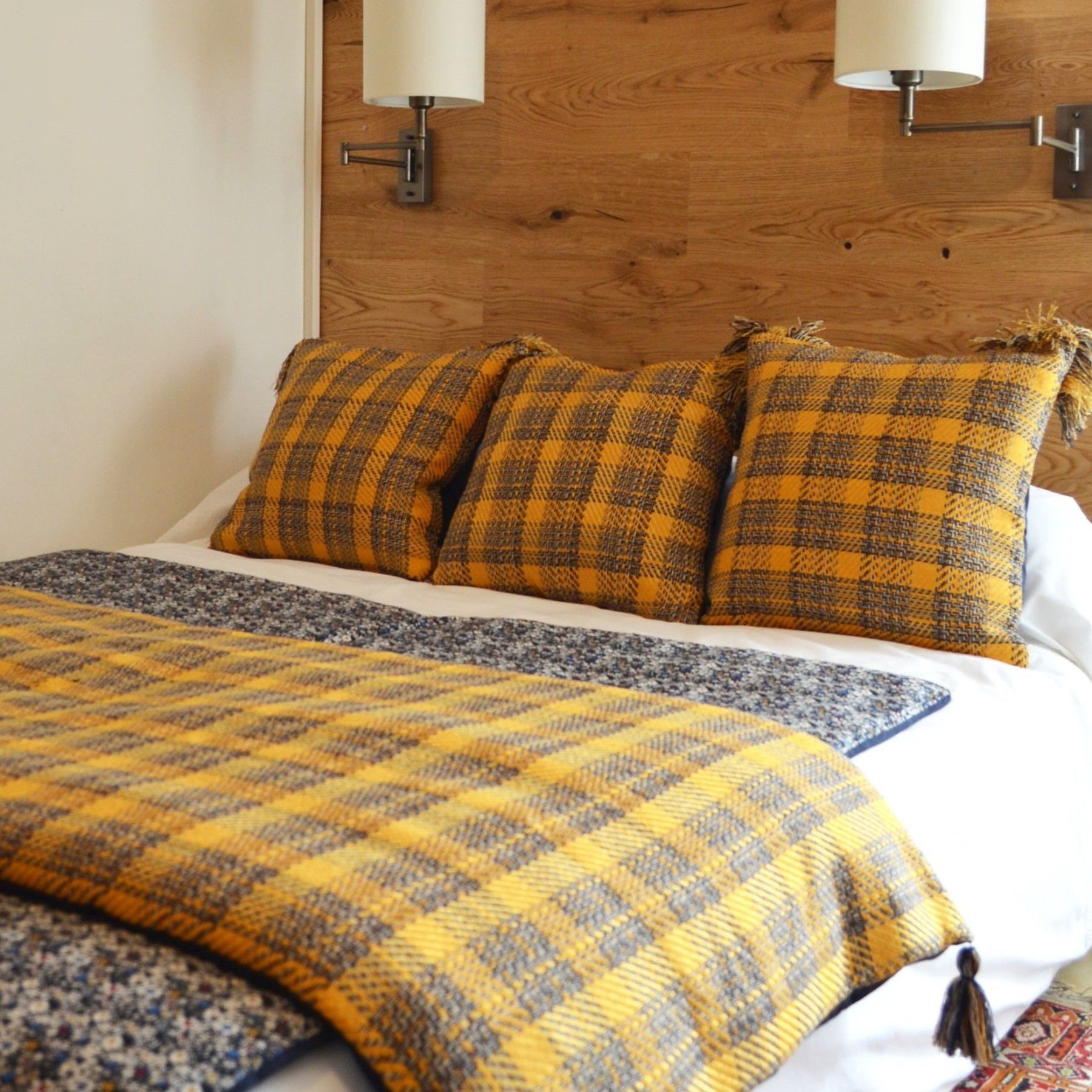 Housse de coussin à carreaux 50x50cm