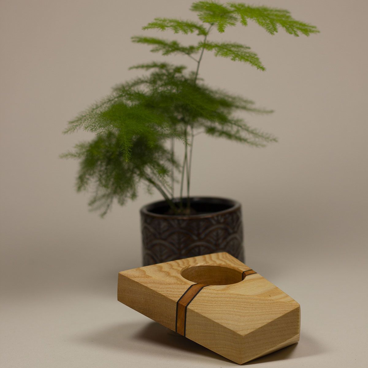 Bougeoir bois liseré