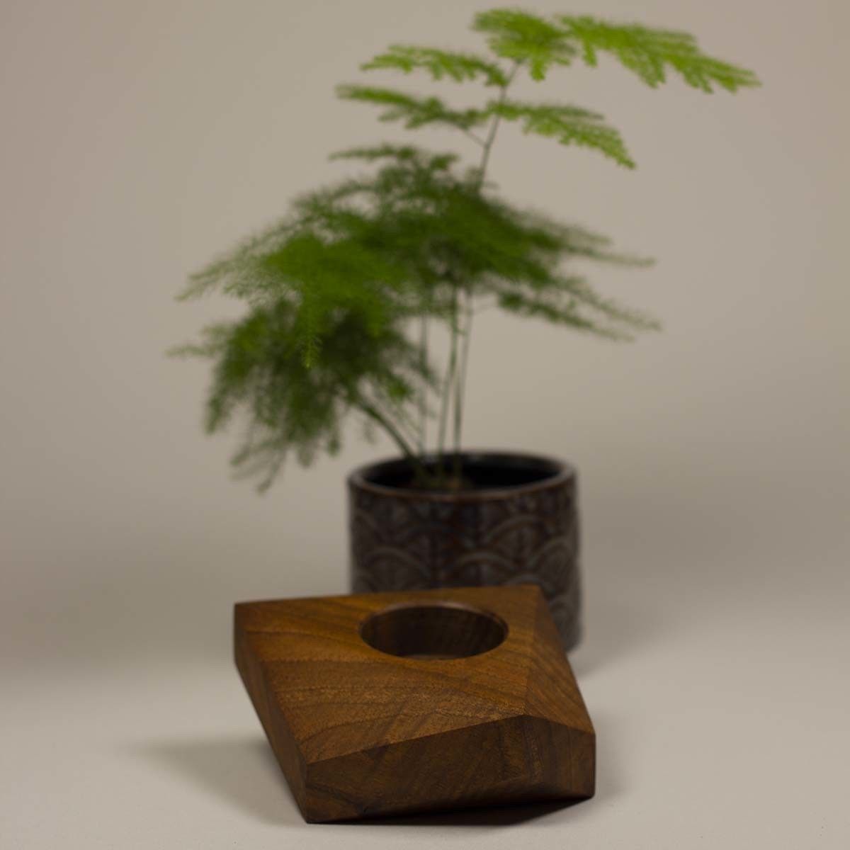 Bougeoir bois - noyer