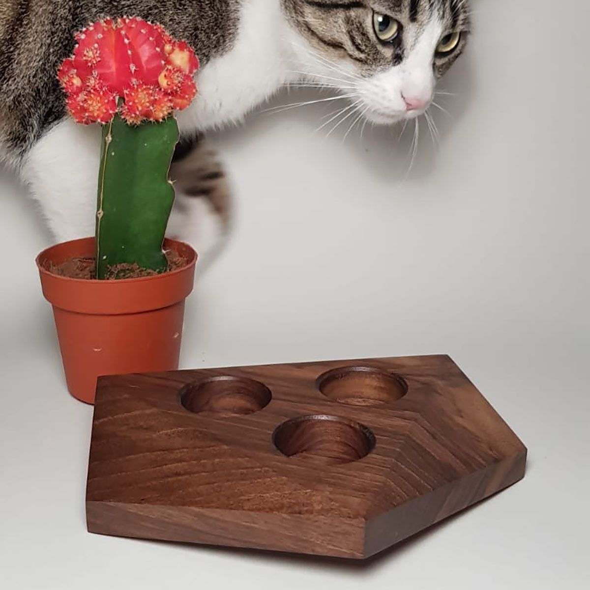 Bougeoir triple - noyer