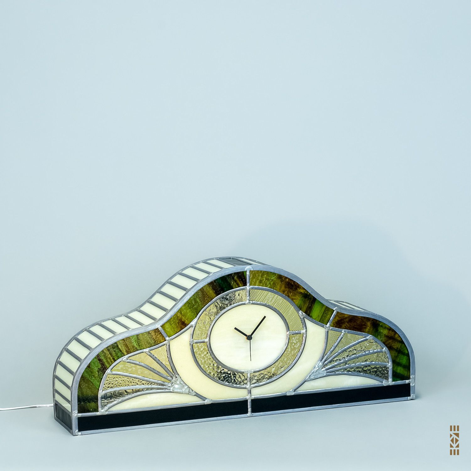 Lampe Horloge Art Déco vitrail Hector G.