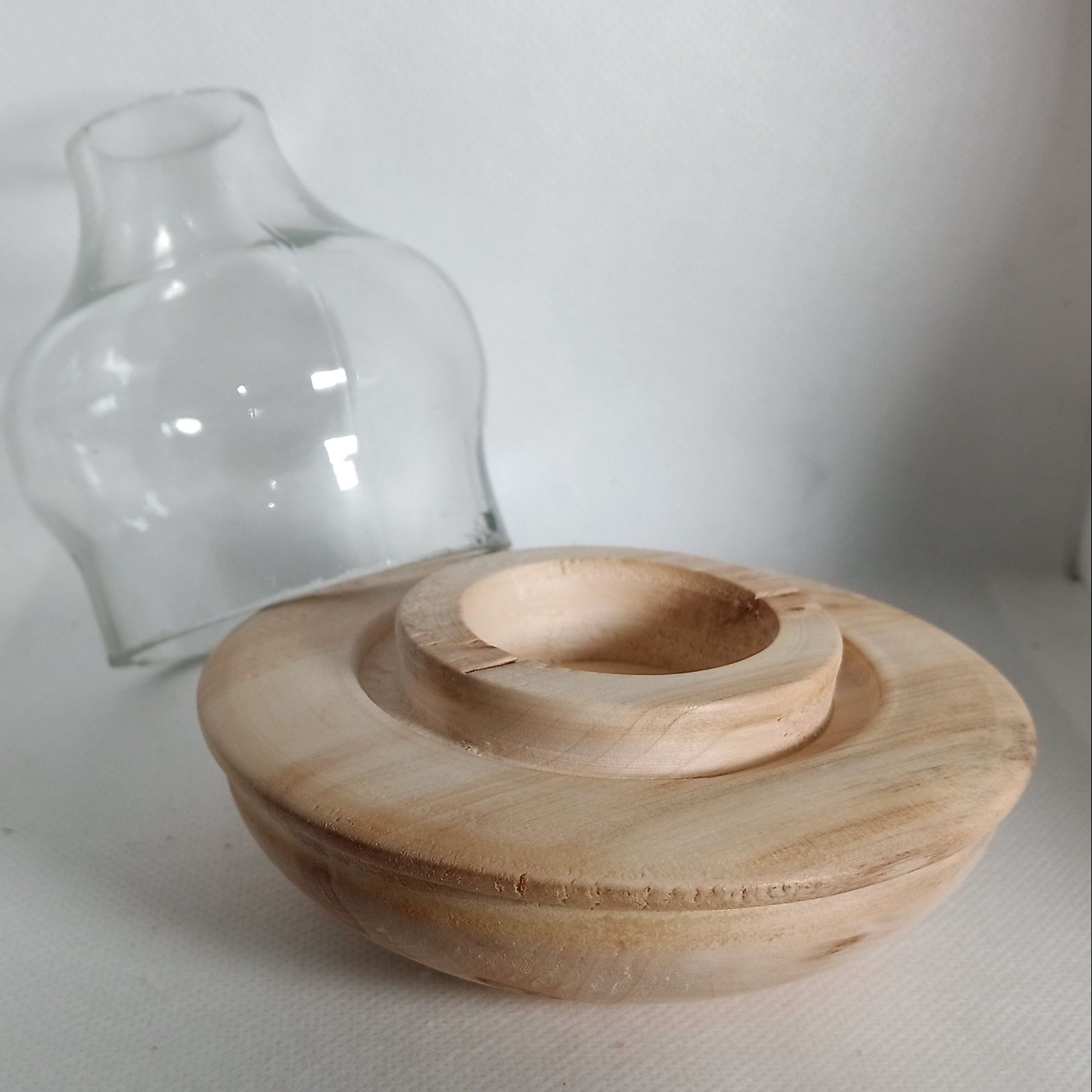 Bougeoir avec verre Rustico/Moderne 41x110 en bois tourné