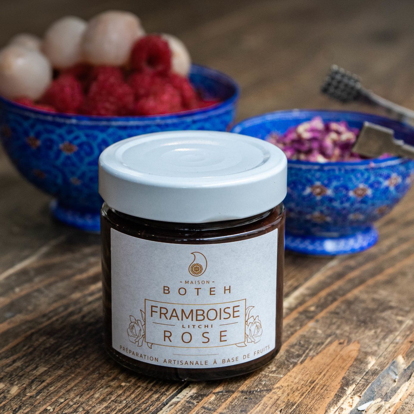 Confiture Framboise Litchi Rose