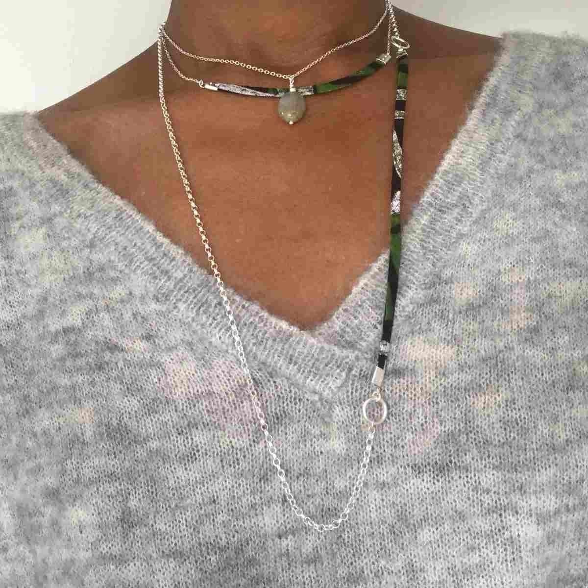 Sautoir wax vert - Ivy