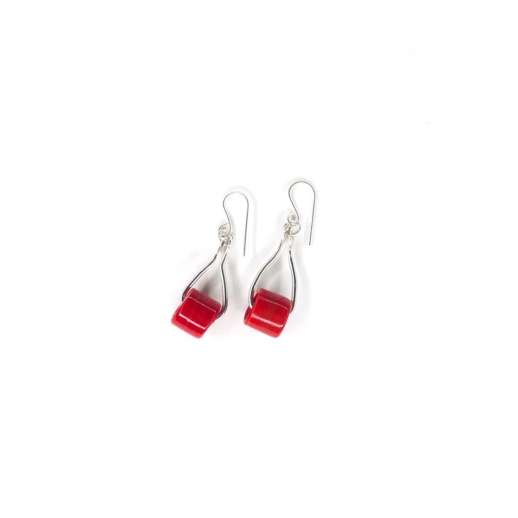 Boucles d'oreille perles rouges - Olu