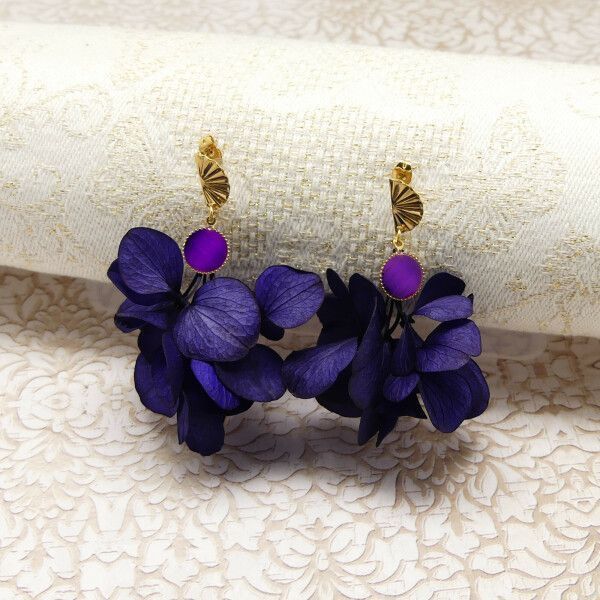 BOUCLE D OREILLE,Violet--Boucles'oreilles longues en tissu sans