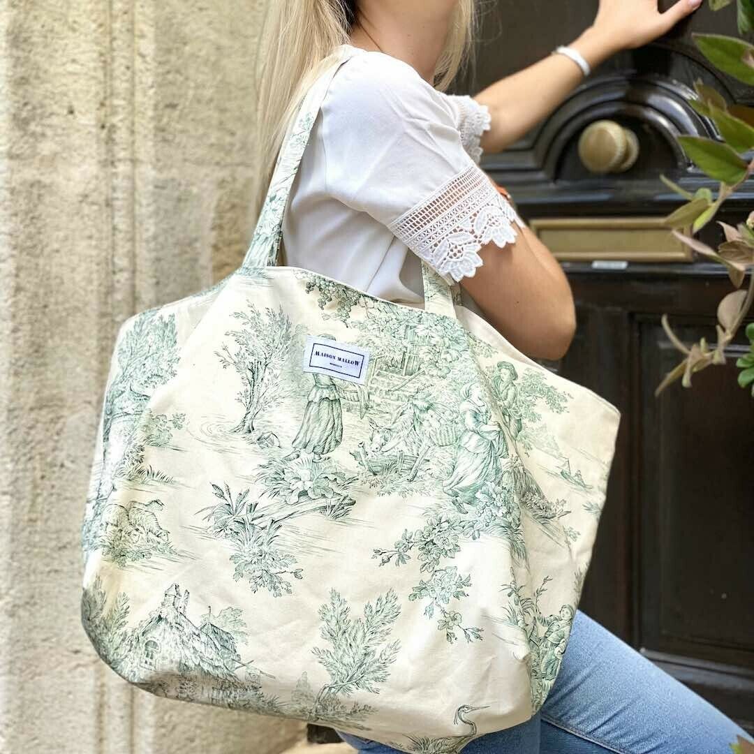 Sac cabas toile de jouy