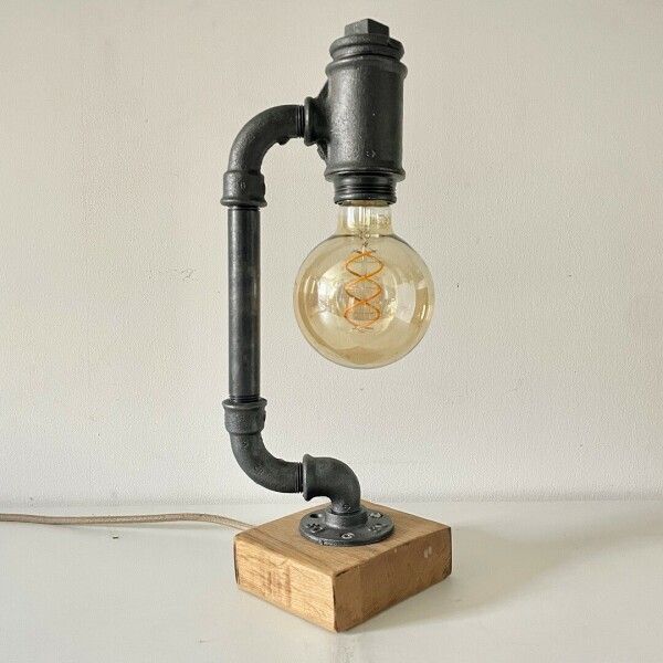Lucht gezagvoerder innovatie Lampe à poser avec pied en métal et bois, ampoule Edison vintage -  L'Atelier des Créateurs