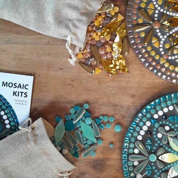 Coupelle en mosaïque turquoise & or - Le Monde de la Bougie