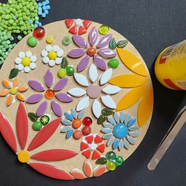 Kit coffret création fleurs en mosaïque enfant