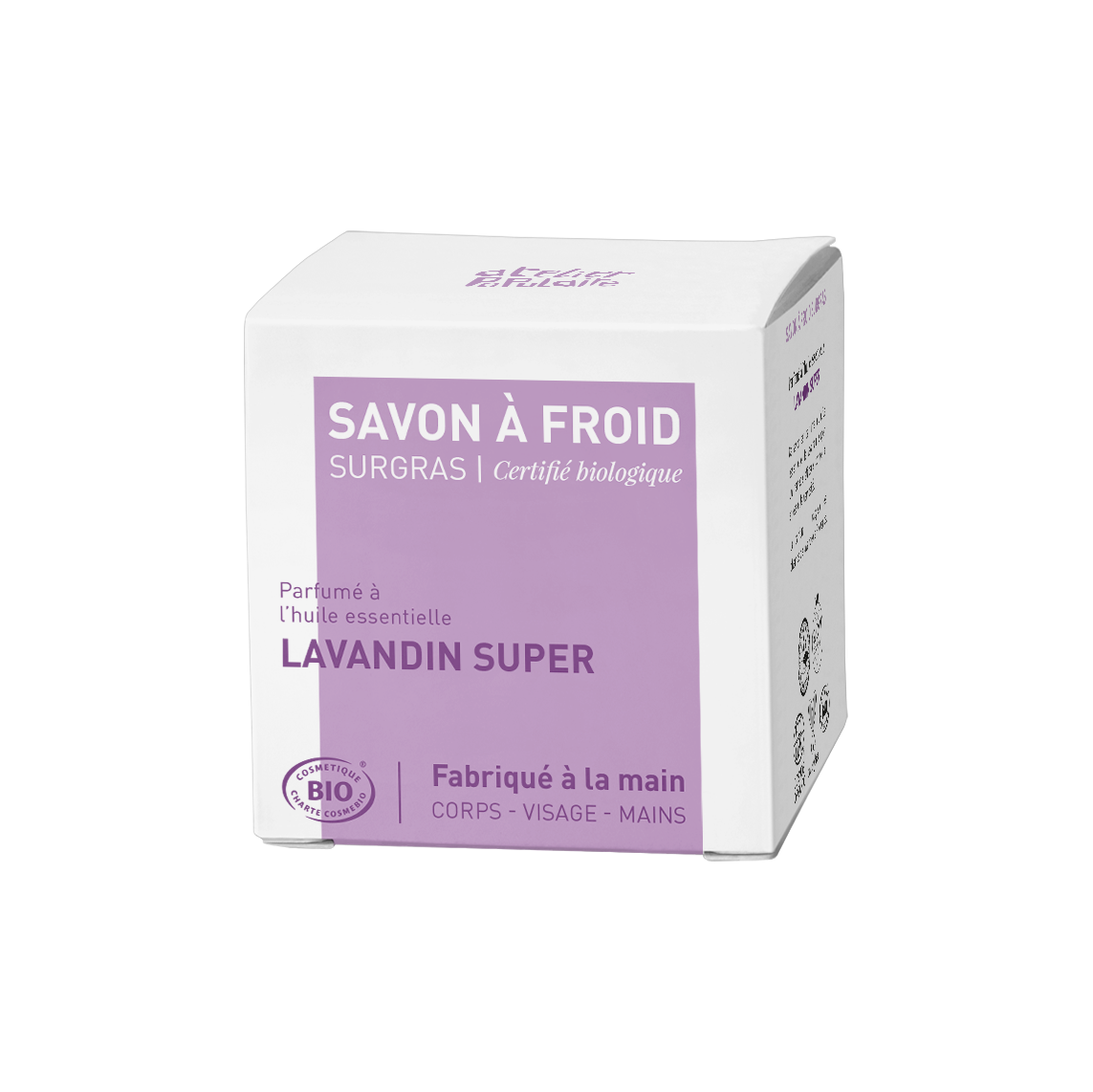 Savon saponifié à froid certifié bio artisanal - Lavandin super par Atelier Populaire - 90g