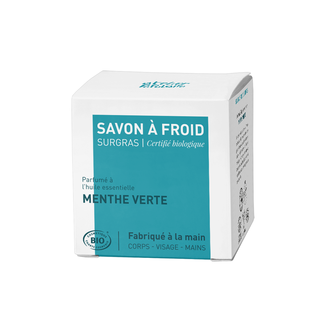 Savon saponifié à froid certifié bio artisanal - Menthe verte par Atelier Populaire - 90g