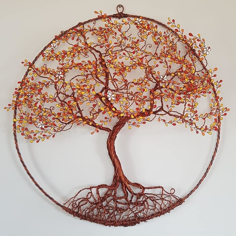 Arbre de Vie mural en relief. Fait main en métal cuivré