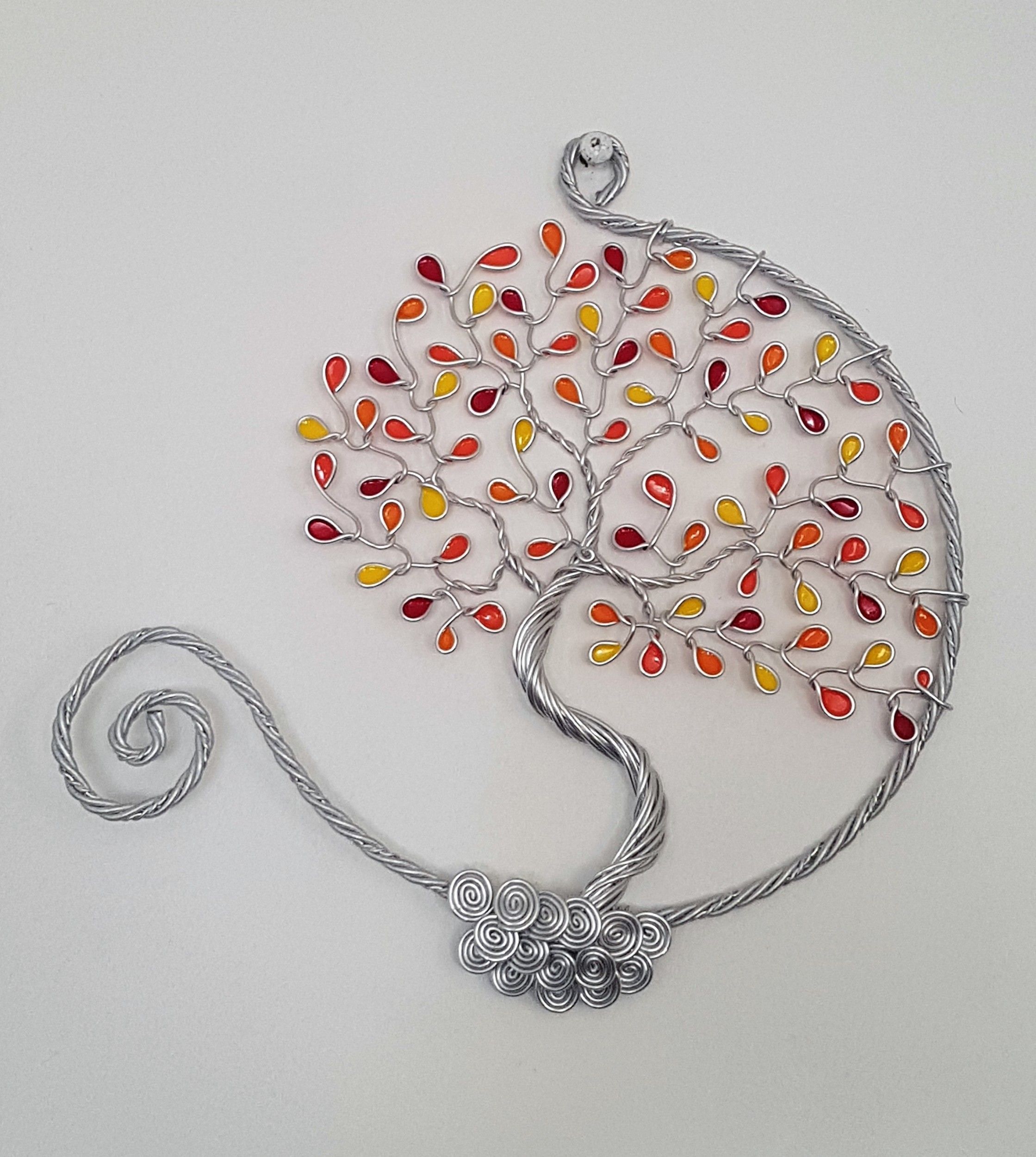 Arbre de Vie mural en métal argenté - Cercle ouvert