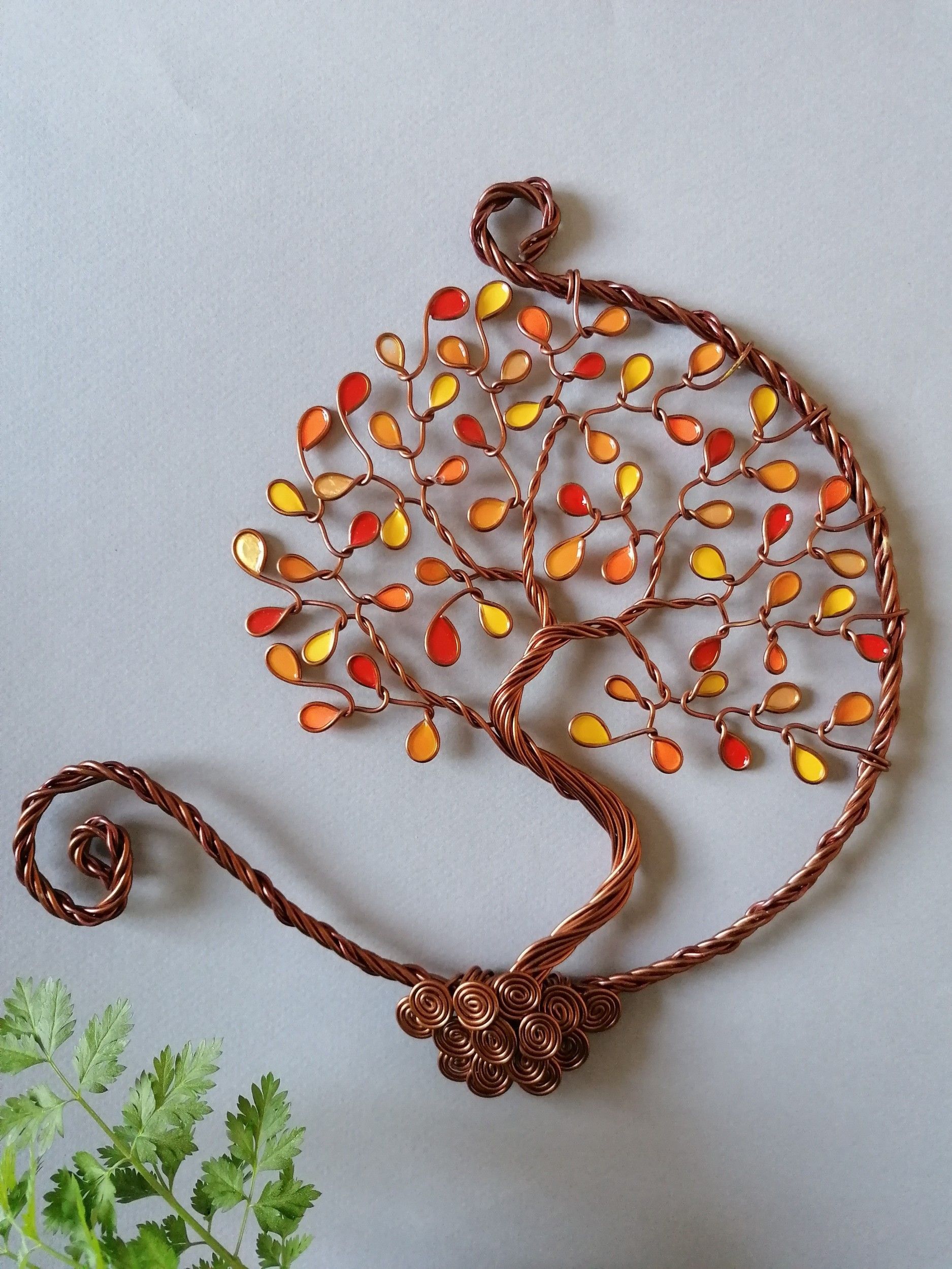 Arbre de Vie mural en métal cuivré - Cercle ouvert