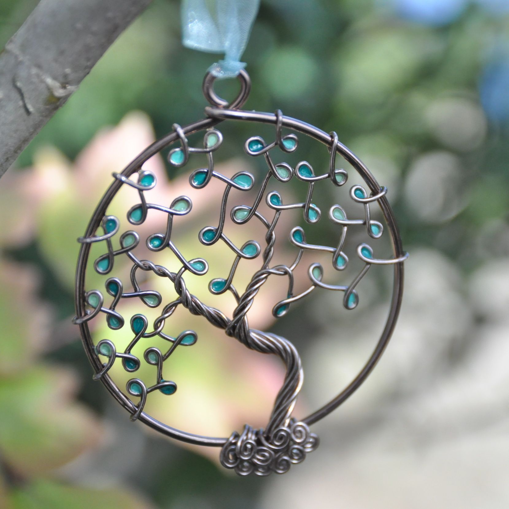 Suspension Arbre de Vie Fermé en métal marron clair – Ø 7 cm