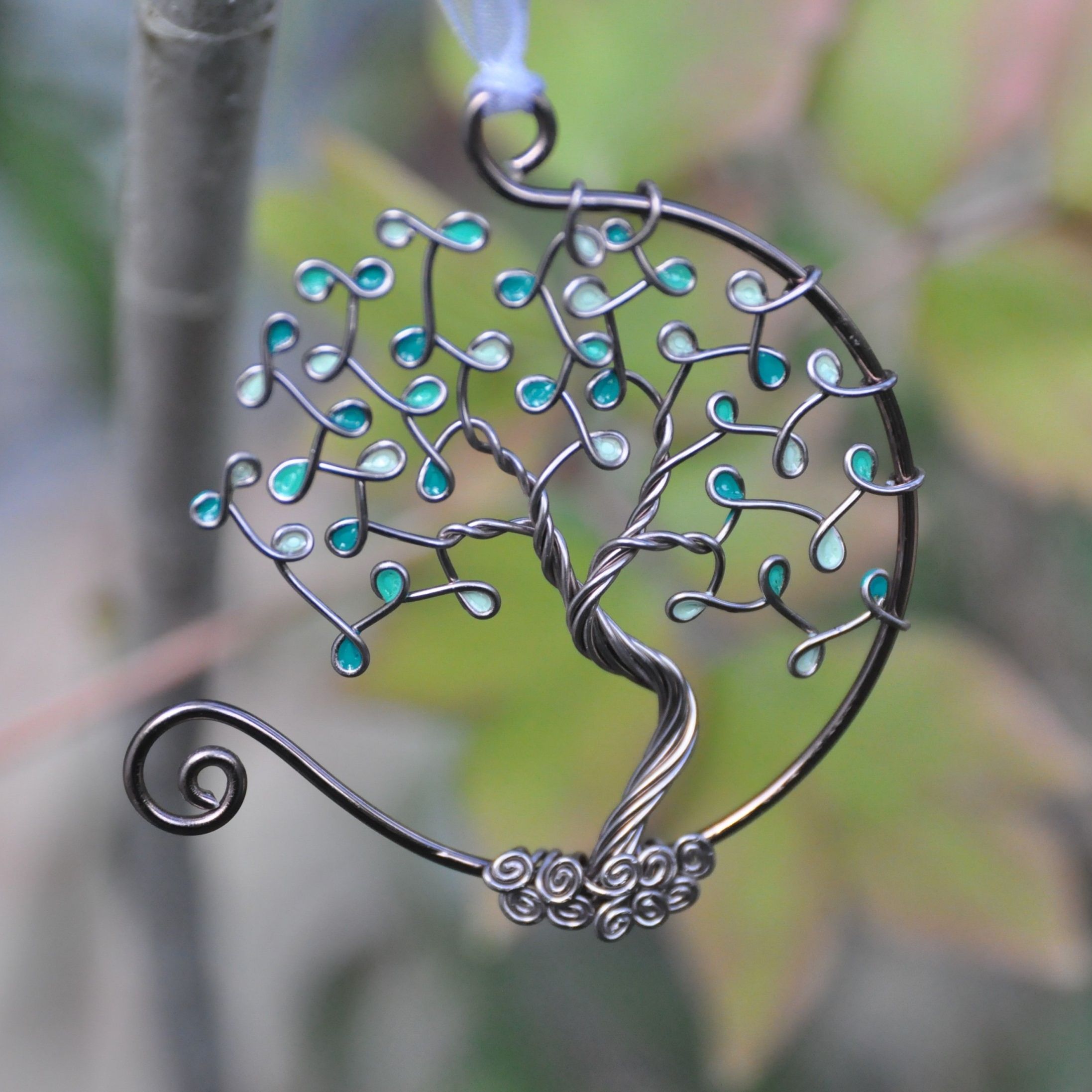 Suspension Arbre de Vie ouvert en métal marron clair – Ø 7 cm